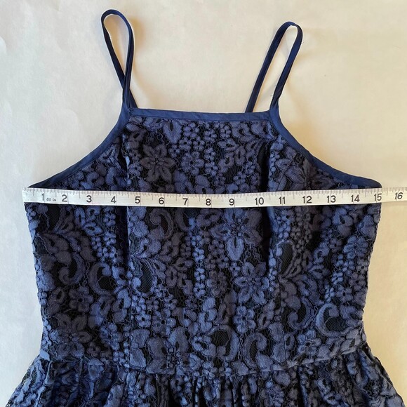 Tracy Reese Retro Floral Lace Midi Strappy Cocktail Frock Dress in Navy - Size 6 - Picture 10 of 11